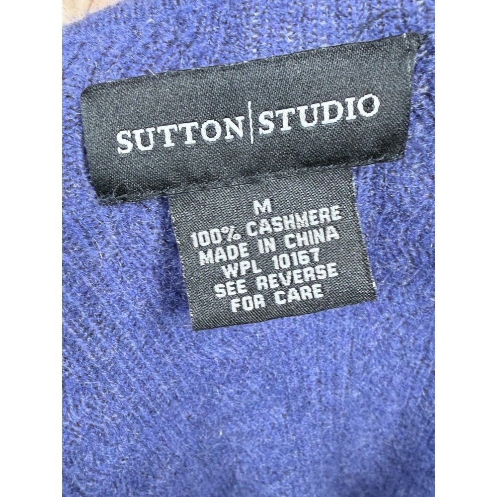 Sutton Studio 100% Cashmere Open Front Cardigan Sweater Blue Medium Luxury - Picture 7 of 9
